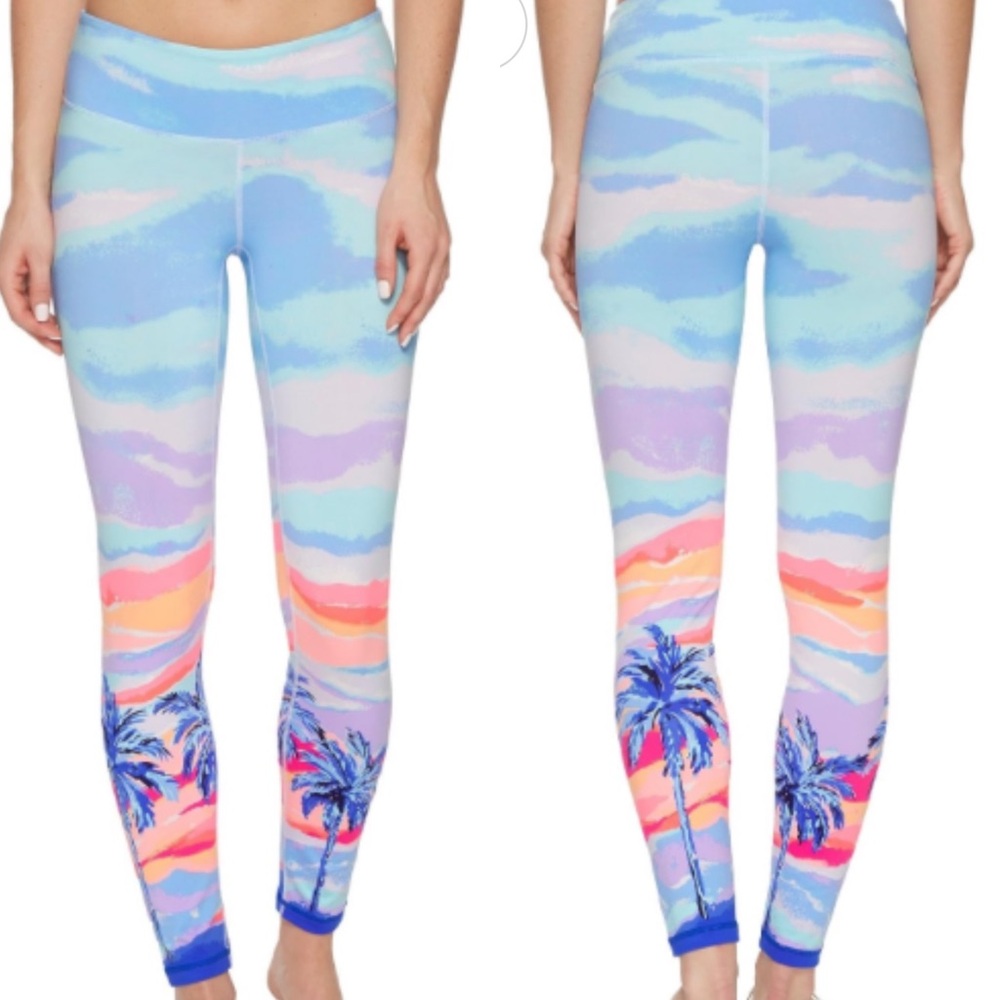 Lilly Pulitzer Luxletic Women's Weekender Legging Pink Sunset Palm Sunset Small